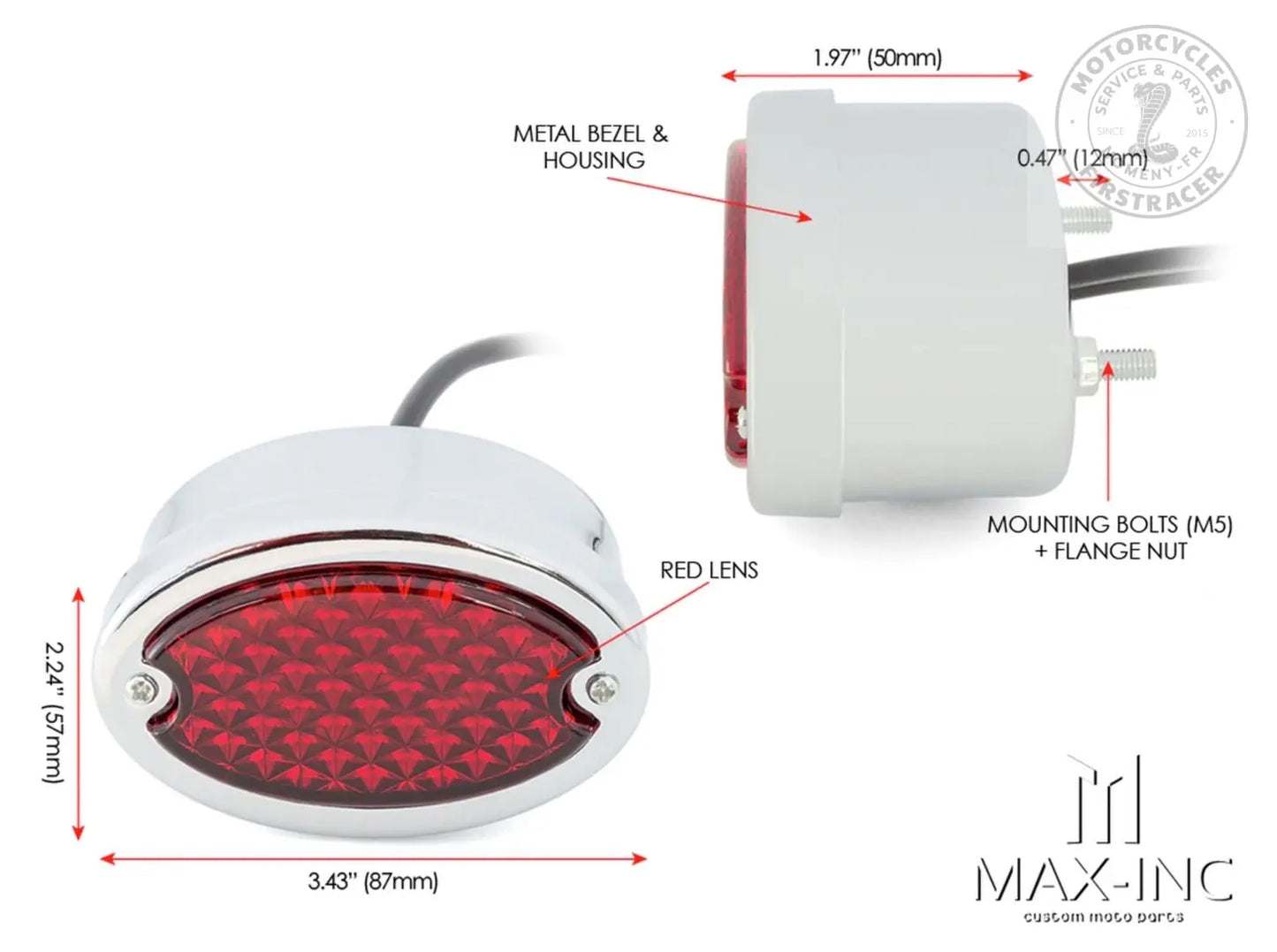 Feu Led arrière oval classique pour Royal Enfield Interceptor 650 Firstracer