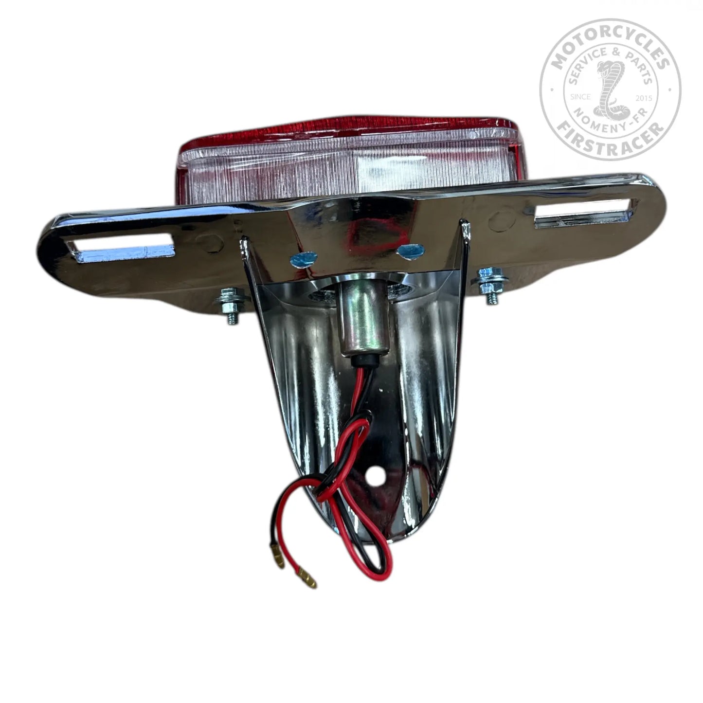 Feu arrière style Lucas avec support chromé et éclairage de plaque – EMGO Firstracer