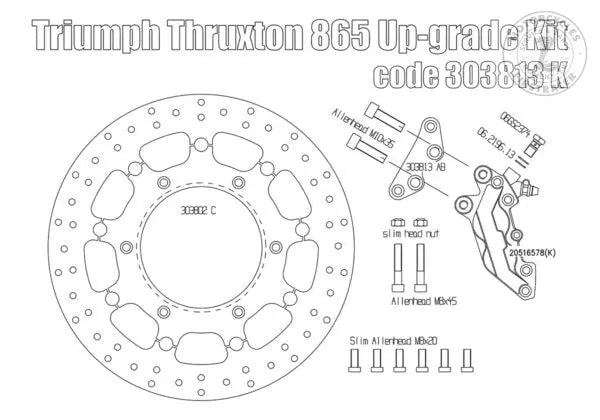 KIT FREINAGE AVANT 4 PISTONS POUR TRIUMPH THRUXTON (865 CC) Firstracer
