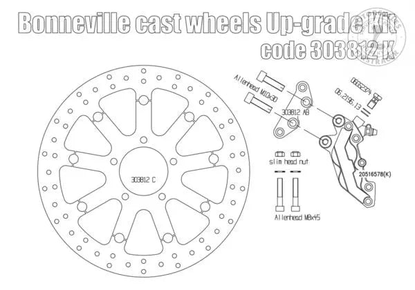 KIT FRENAGE AVANT 4 PISTONS POUR TRIUMPH BONNEVILLE/SE Firstracer