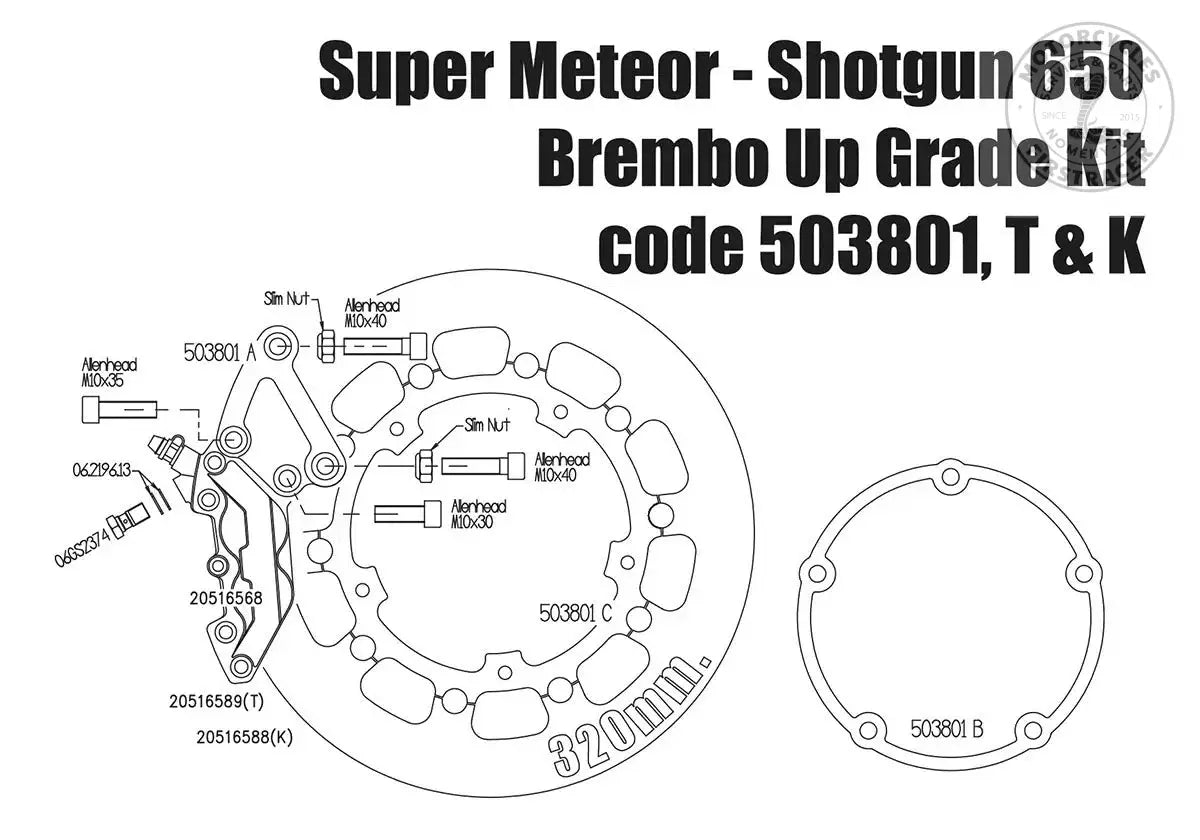 Kit complet d'étriers Brembo 4 pistons et disque 320mm Super Meteor / Shotgun 650 Firstracer