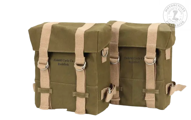Kit sacoches en toile vert olive avec supports pour Royal Enfield 500 Classic Firstracer