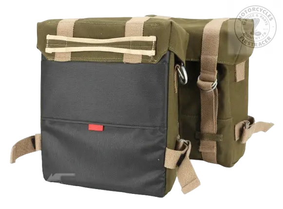 Kit sacoches en toile vert olive avec supports pour Royal Enfield 500 Classic Firstracer