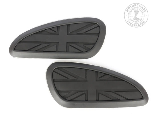 Paire de grips de réservoir – Noir – 3D Union Jack – Autocollants Firstracer