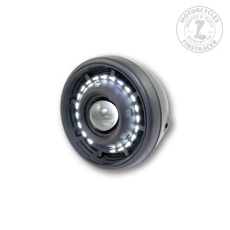 Phare à LED Shin Yo Cyclops noir mat 190mm pour Interceptor / 650 Continental GT Firstracer