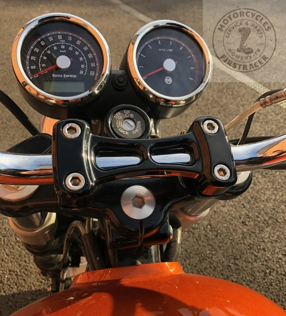 Pontet de Guidon Double Noir pour Royal Enfield Interceptor 650 Firstracer