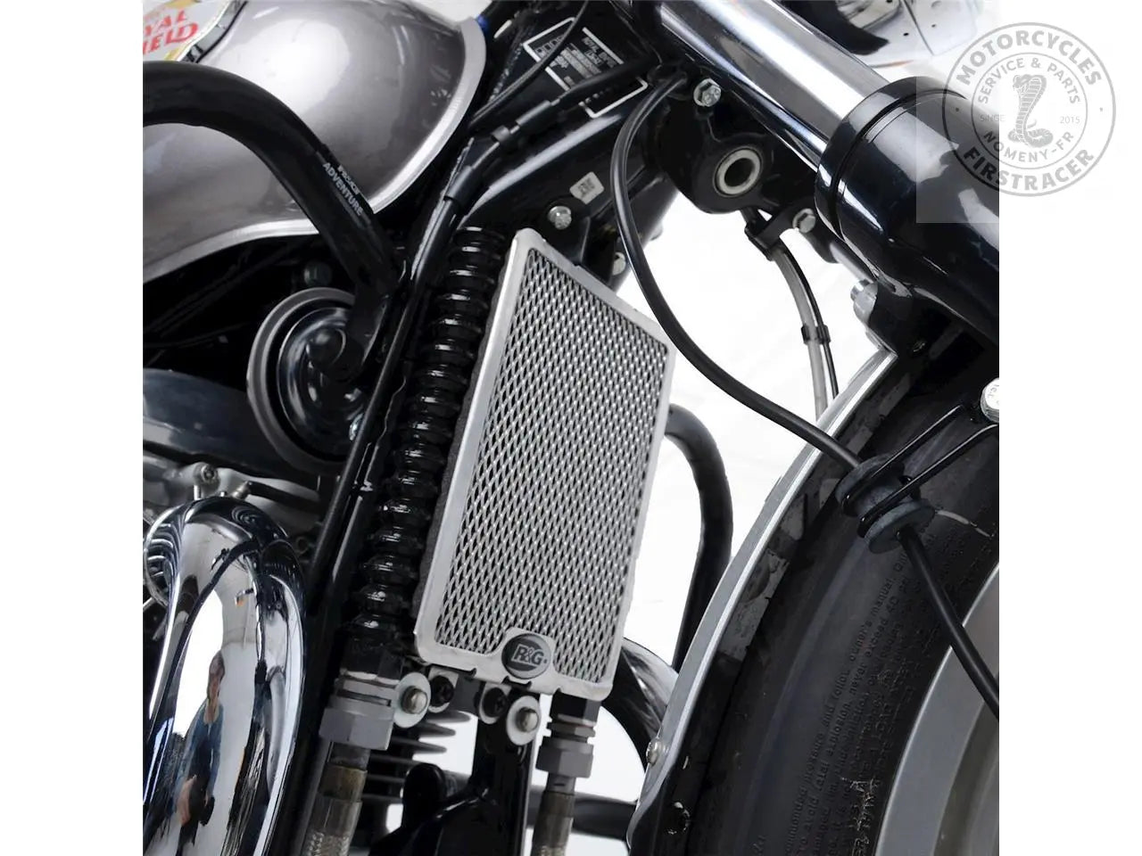 Protection radiateur d'huile R&G RACING noir pour ROYAL-ENFIELD INTERCEPTOR / CONTINENTAL GT Firstracer