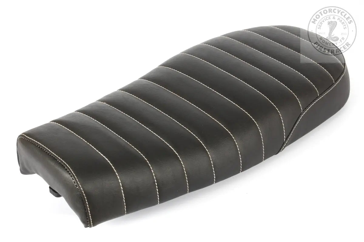 SELLE NOIR COUTURES TRANVERSALES BLANCHES ROYAL ENFIELD INTERCEPTOR 650 Firstracer