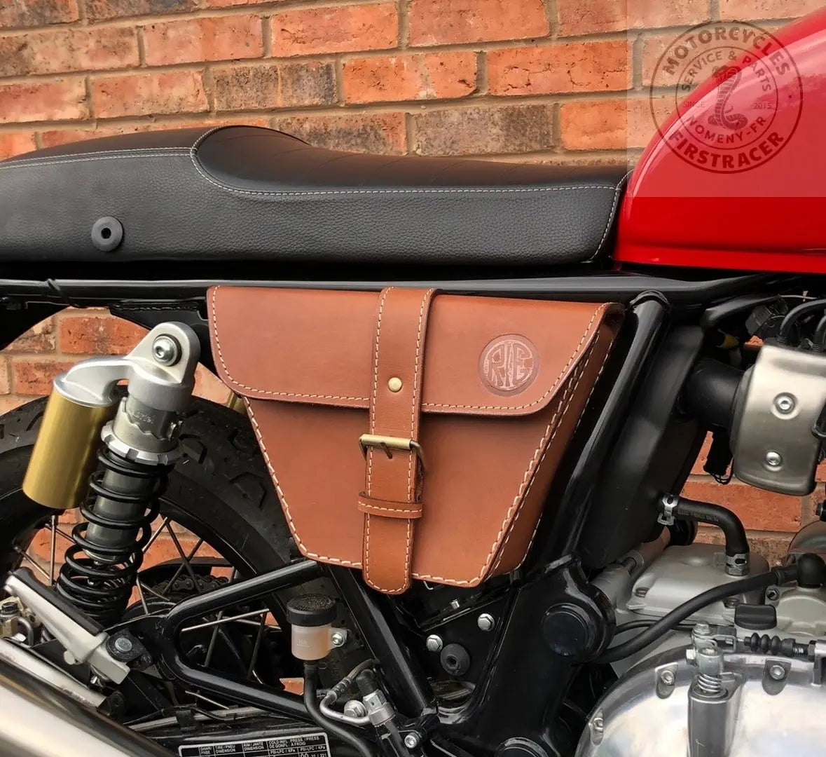 Sacoche en Cuir Brun pour Cache Latéral Droit - Royal Enfield 650 Interceptor / Continental GT Firstracer