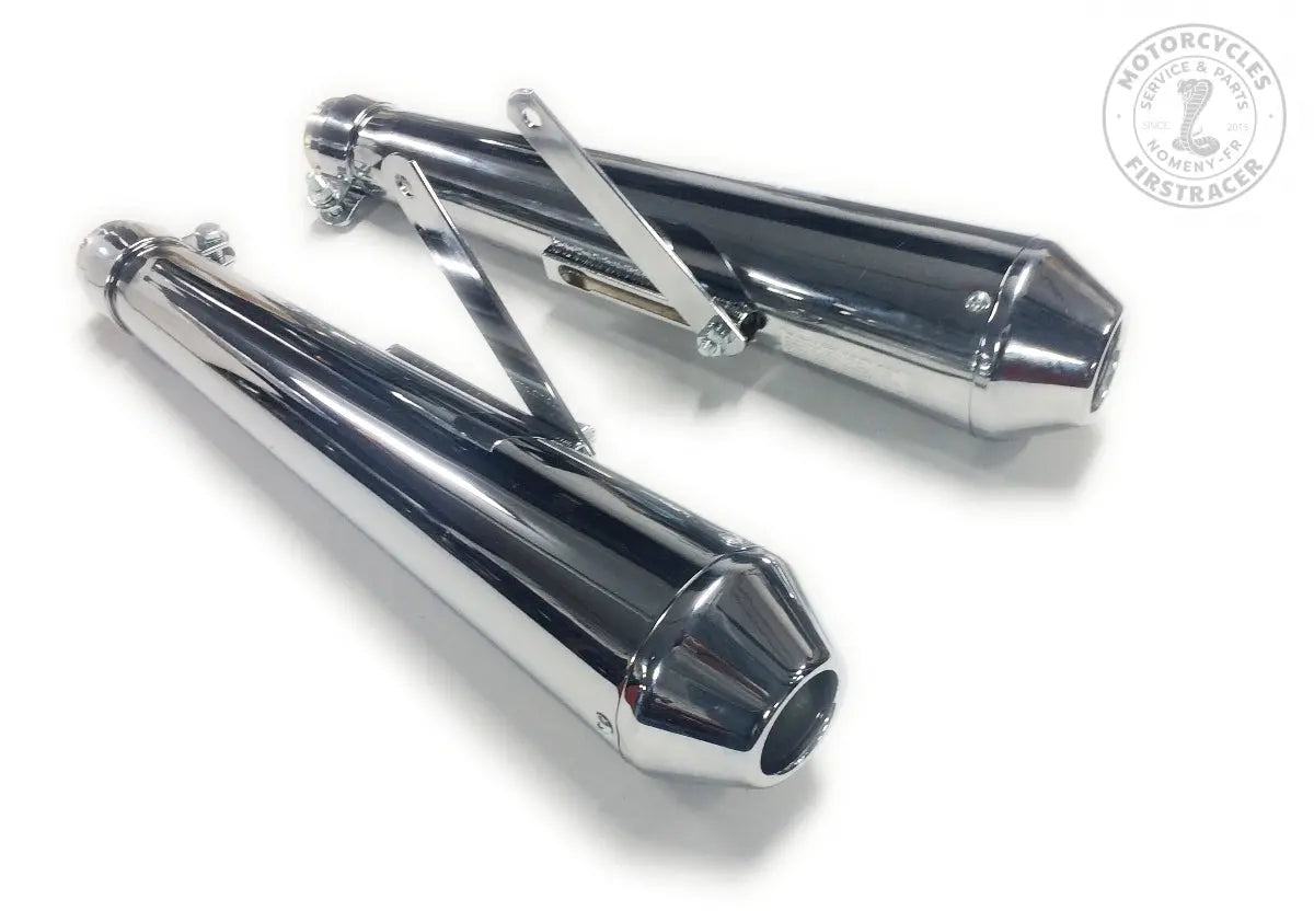 Silencieux Noirs ou Chromes Megaton pour Royal Enfield 650 Twins Firstracer