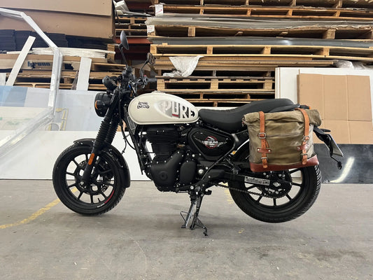 Support de sacoche gauche noir satiné Poderosa – Royal Enfield Hunter 350 Firstracer