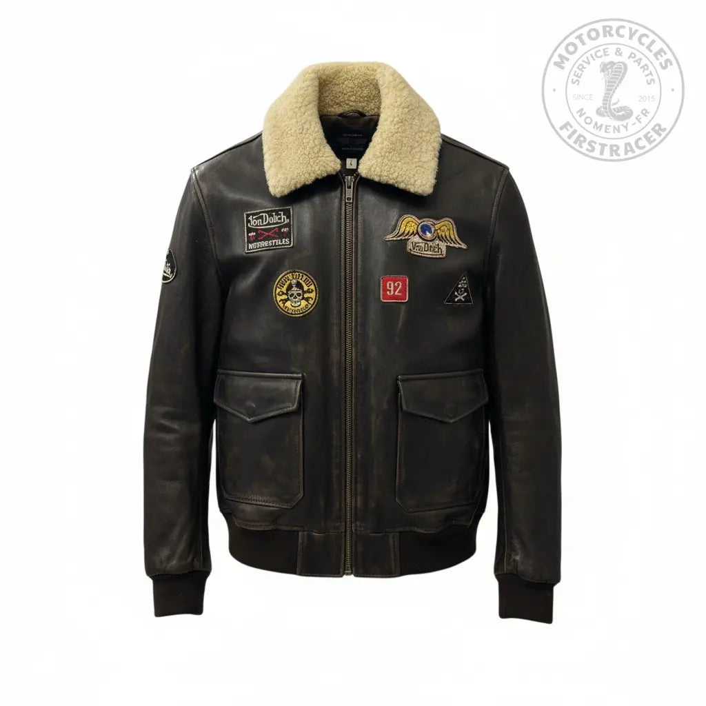 Blouson Von Dutch Pilote – Cuir Vieilli Marron Firstracer