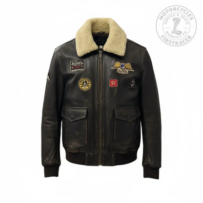 Blouson Von Dutch Pilote – Cuir Vieilli Marron Firstracer