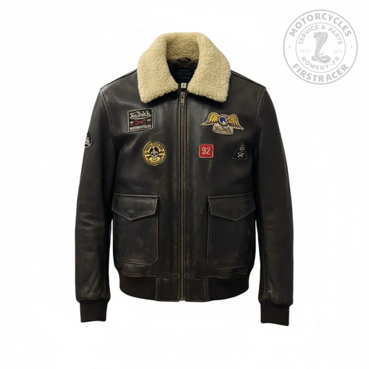 Blouson Von Dutch Pilote – Cuir Vieilli Marron Firstracer