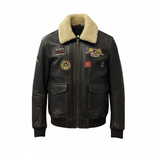 Blouson Von Dutch Pilote – Cuir Vieilli Marron Firstracer