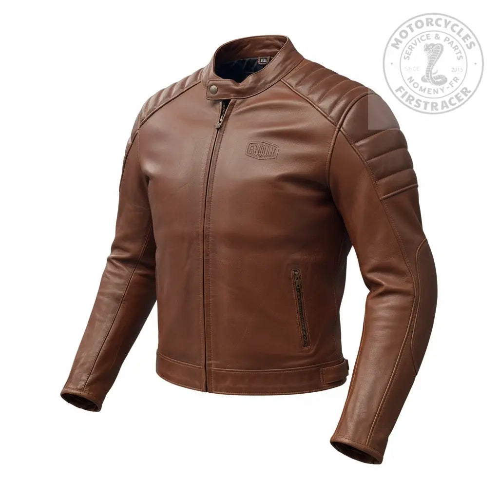 Blouson en cuir marron – Gasoline Heritage – Série GT Trophy Firstracer