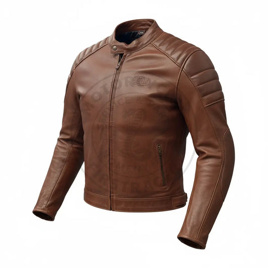 Blouson en cuir marron – Gasoline Heritage – Série GT Trophy Firstracer