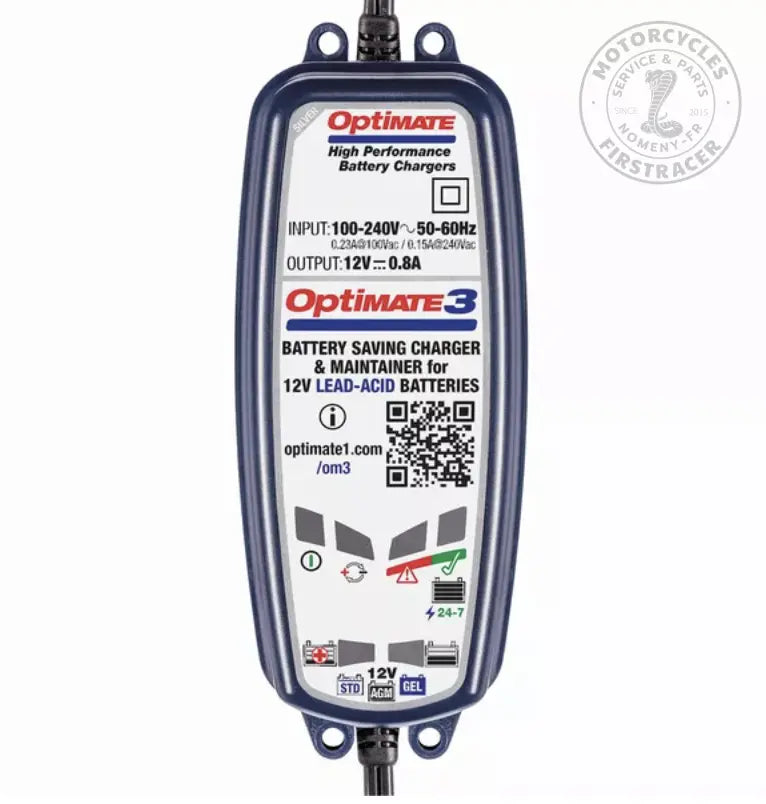 Chargeur de batterie OptiMate 3 – 12V, 7 étapes de charge automatique Firstracer