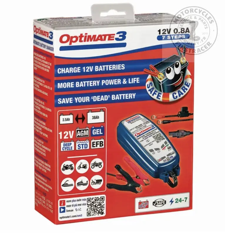 Chargeur de batterie OptiMate 3 – 12V, 7 étapes de charge automatique Firstracer