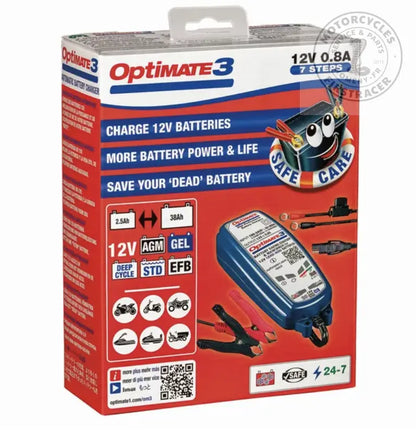 Chargeur de batterie OptiMate 3 – 12V, 7 étapes de charge automatique Firstracer