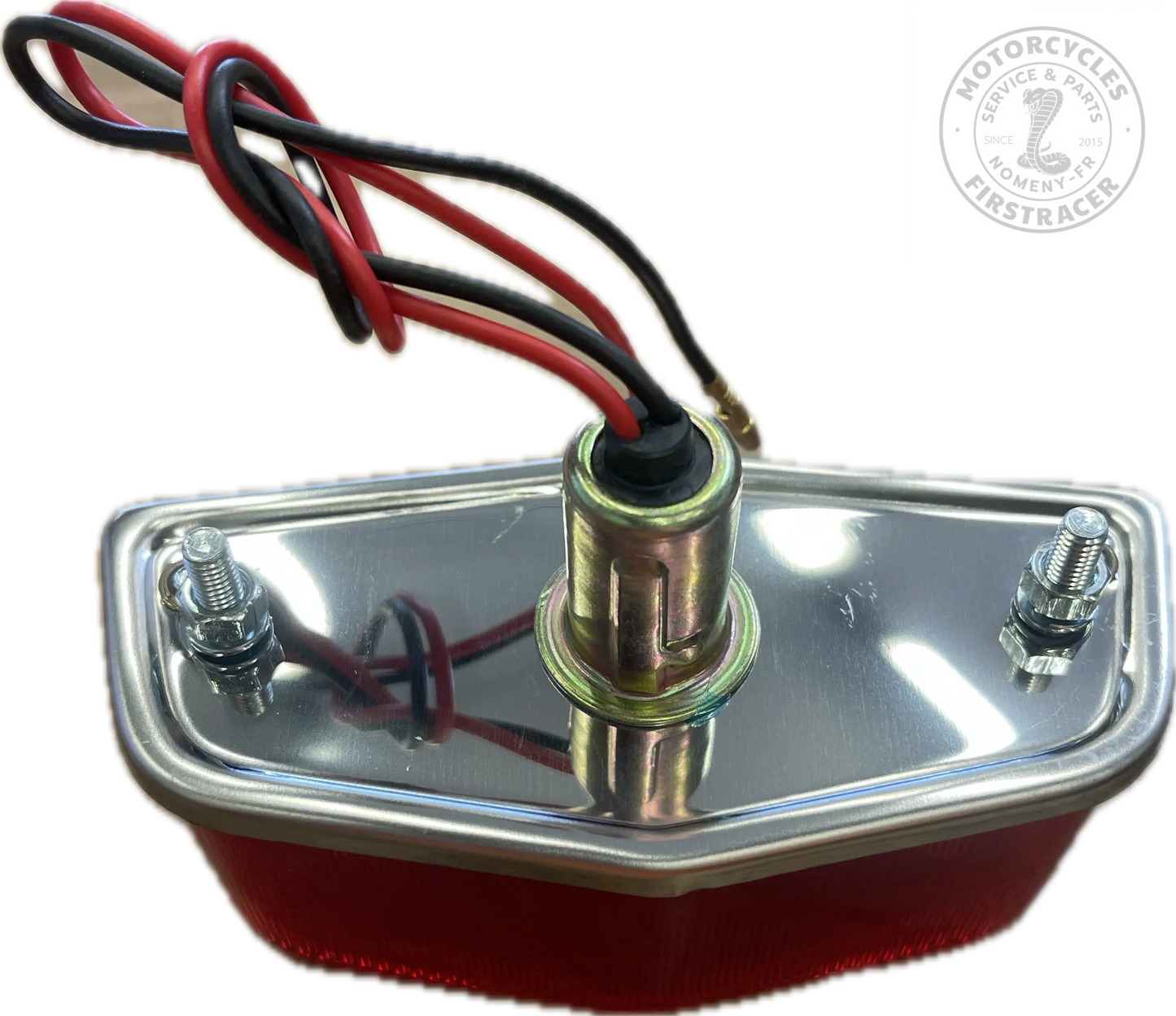 Feu arrière homologué Mini-Lucas chromé – P21/5W – 12V Firstracer
