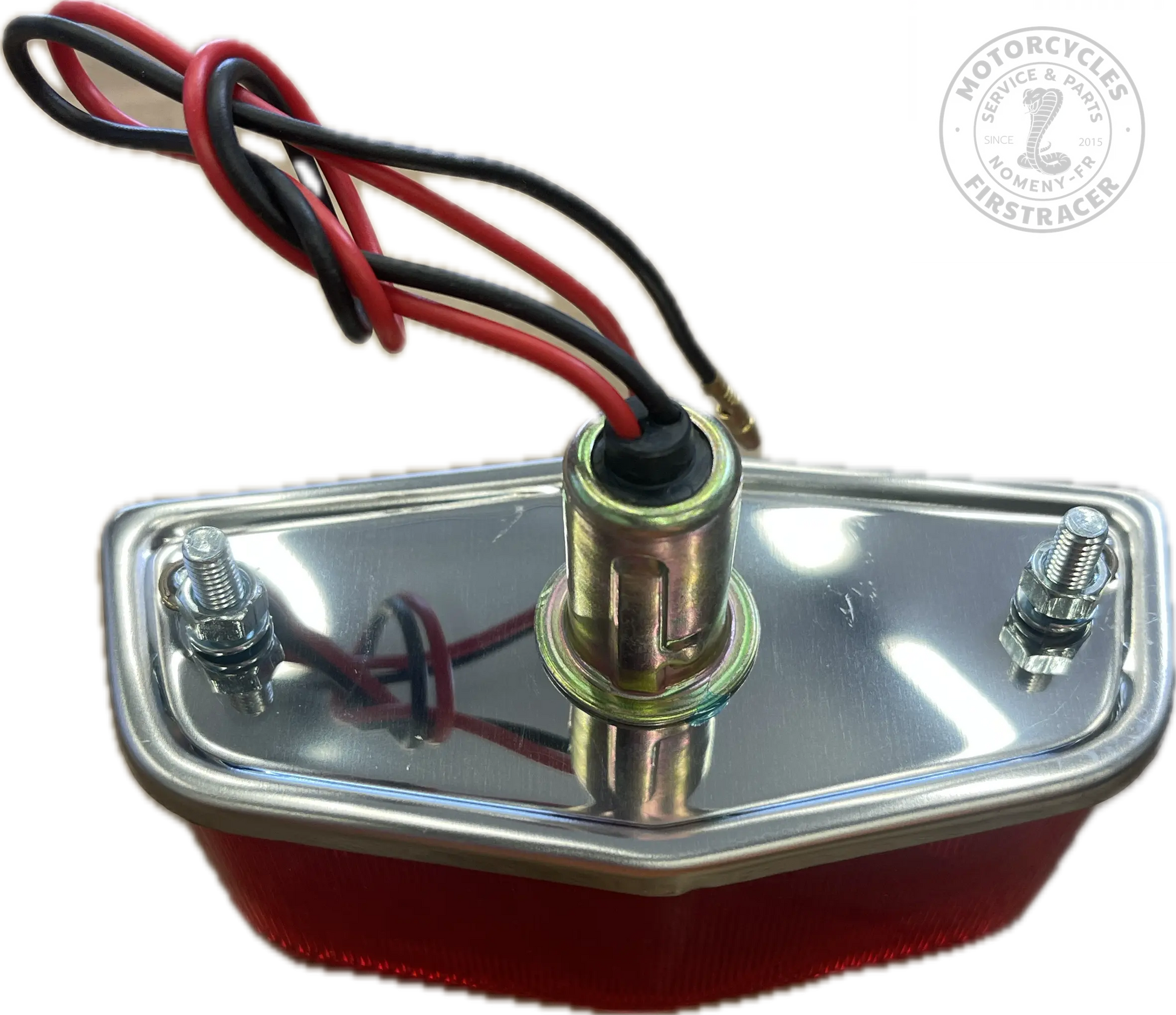 Feu arrière homologué Mini-Lucas chromé – P21/5W – 12V Firstracer
