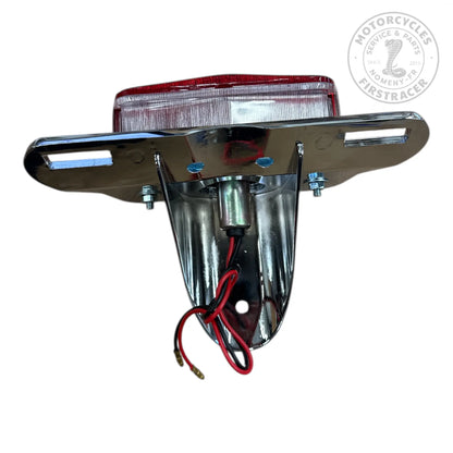 Feu arrière style Lucas avec support chromé et éclairage de plaque – EMGO Firstracer