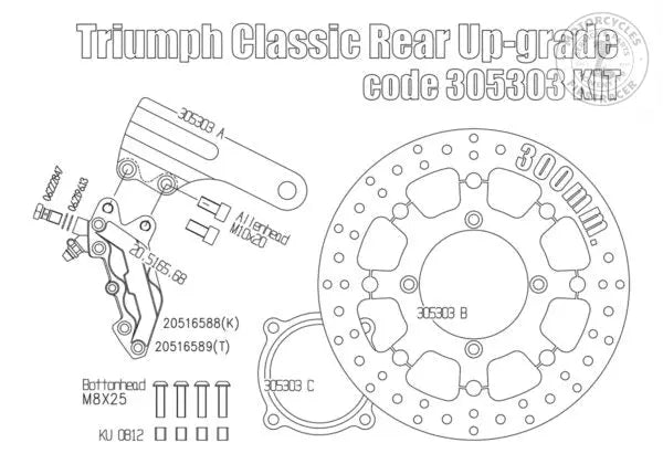 KIT FREIN ARRIÈRE BREMBO 4 PISTONS POUR TRIUMPH CLASSICCODE 305303 KIT Firstracer