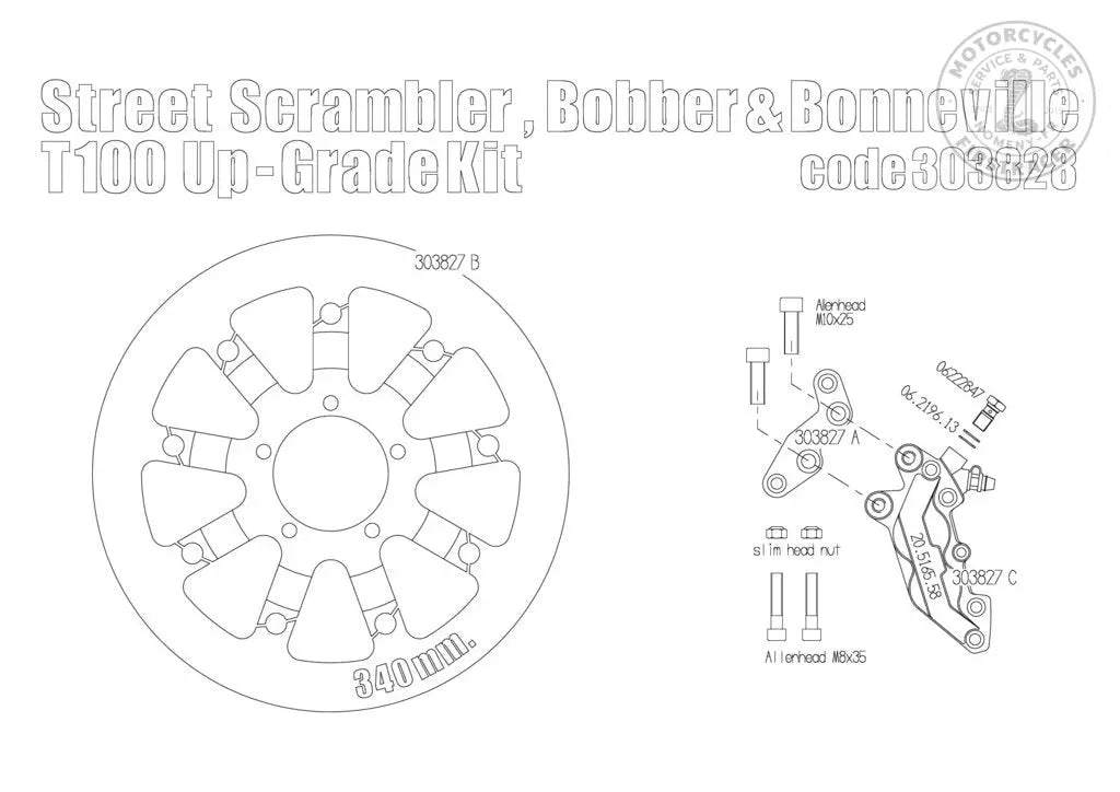 Kit Freinage Avant pour Triumph Bobber, Street Scrambler & Bonneville T100 Firstracer