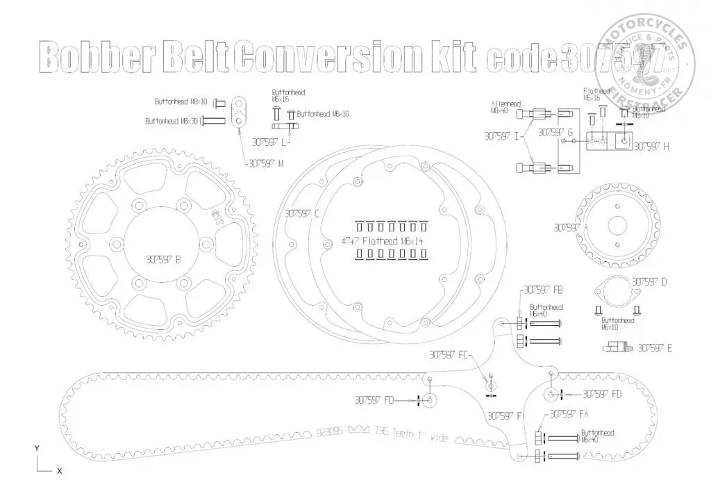 Kit Transmission par courroie pour Triumph Bobber Free Spirits (Noir) Firstracer
