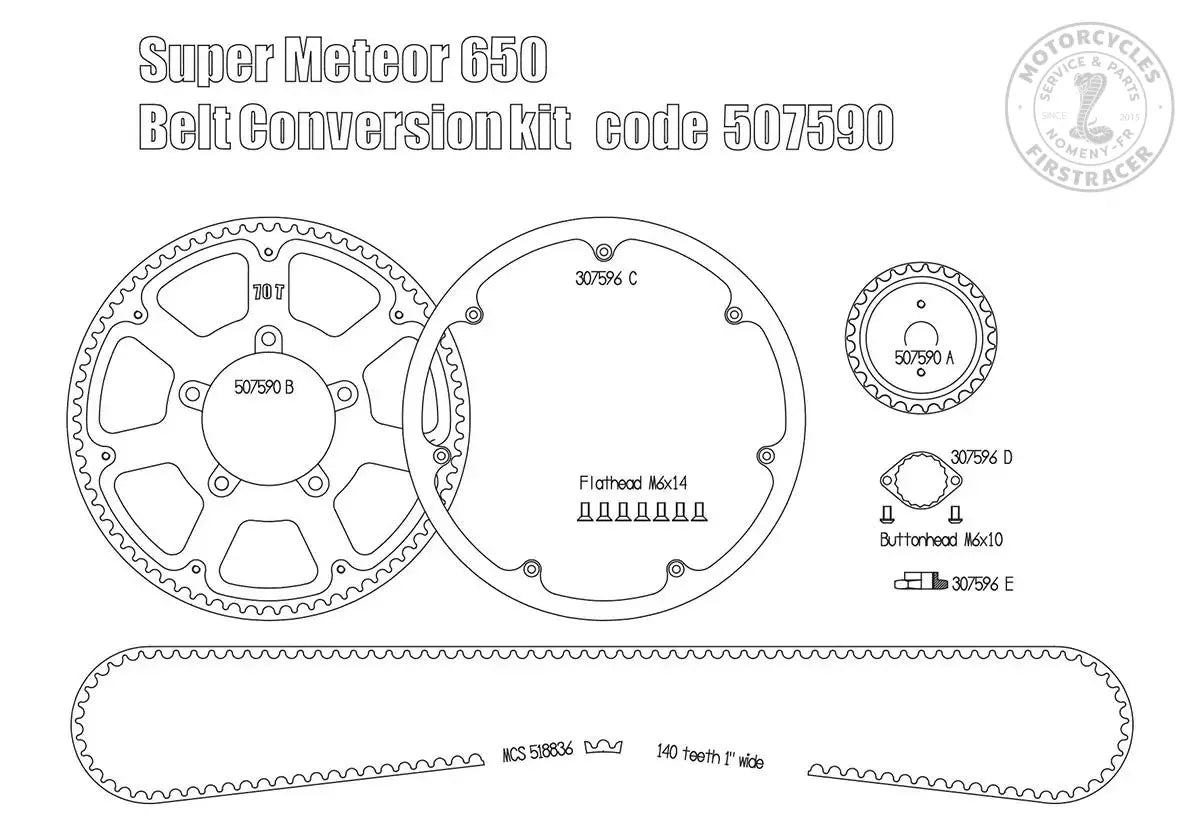 Kit de transmission par courroie pour Royal Enfield Super Meteor 650 Firstracer
