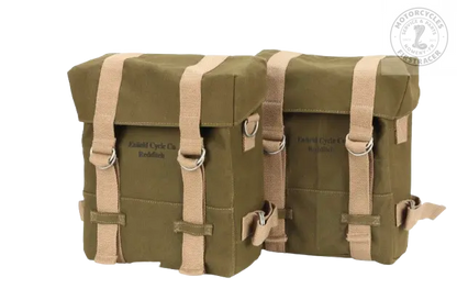 Kit sacoches en toile vert olive avec supports pour Royal Enfield 500 Classic Firstracer