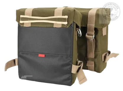 Kit sacoches en toile vert olive avec supports pour Royal Enfield 500 Classic Firstracer