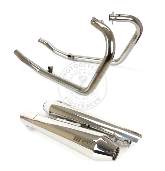 LIGNE D’ÉCHAPPEMENT COMPLÈTE FREE FLOW – ENFIELD PRECISION – INOX POLI Firstracer