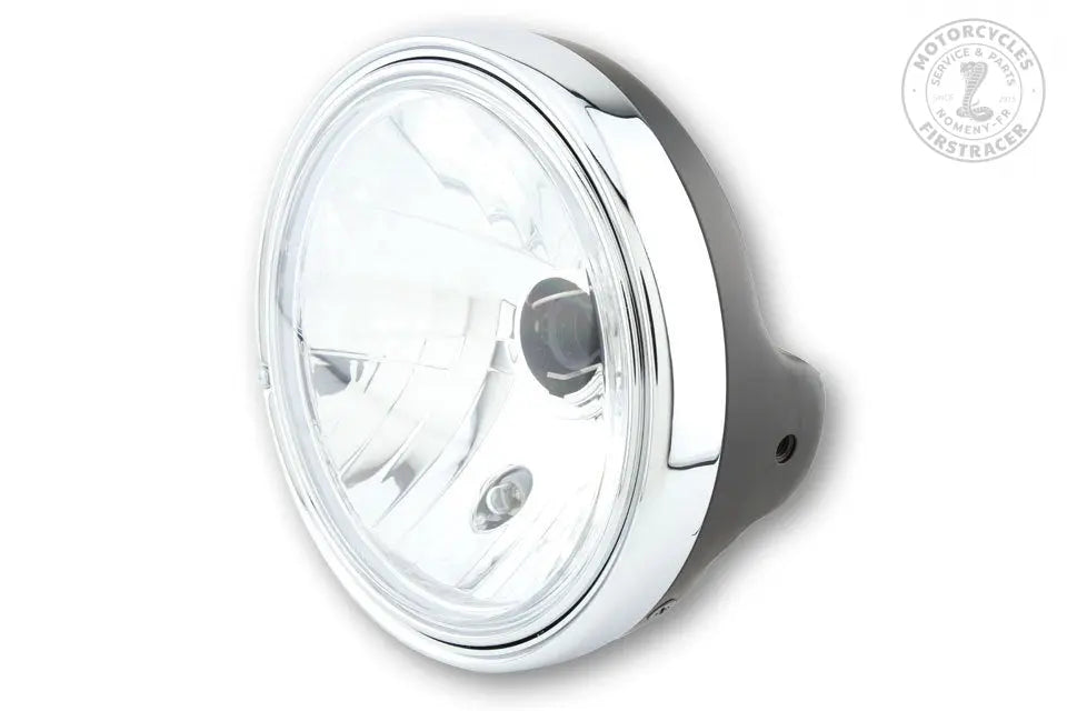 PHARE AVANT SHIN YO 180 MM NOIR ET CHROME HOMOLOGUE CE Firstracer