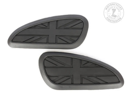 Paire de grips de réservoir – Noir – 3D Union Jack – Autocollants Firstracer
