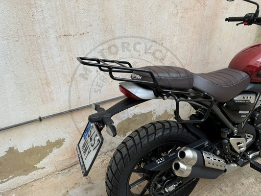 Porte-bagage noir satiné Poderosa – Triumph Scrambler 400X / Speed 400 Firstracer