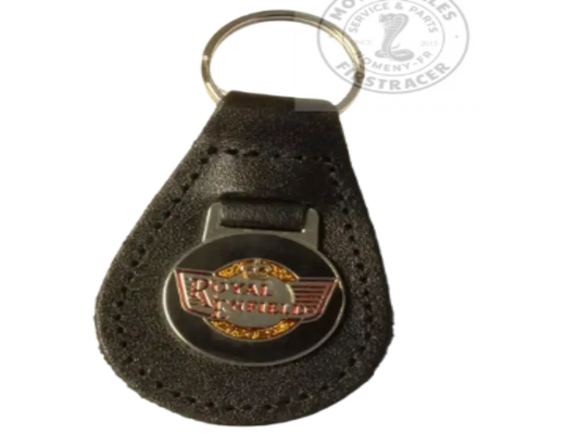 Porte-clé en cuir noir et métal Royal Enfield Firstracer
