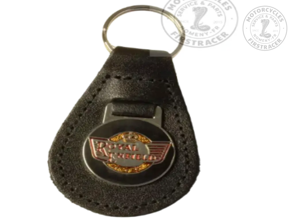 Porte-clé en cuir noir et métal Royal Enfield Firstracer