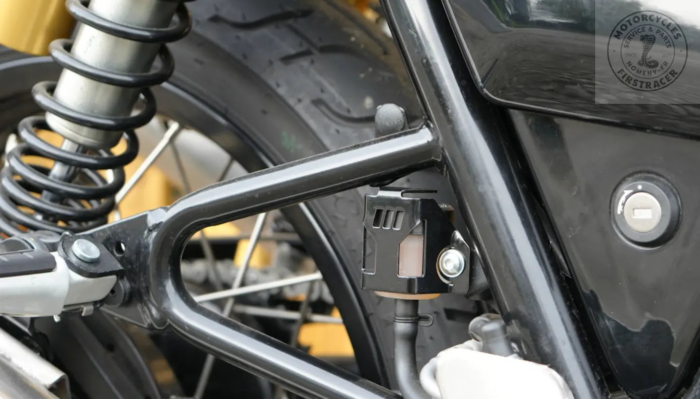 Protection de réservoir de frein arrière – Inox ou Noir – Royal Enfield Interceptor 650 Firstracer