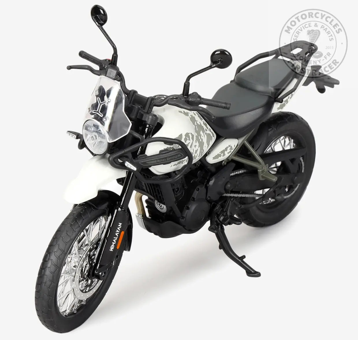 ROYAL ENFIELD HIMALAYAN 450 – MODÈLE RÉDUIT 3D&nbsp;KAMET WHITE ÉCHELLE 1:12 Firstracer