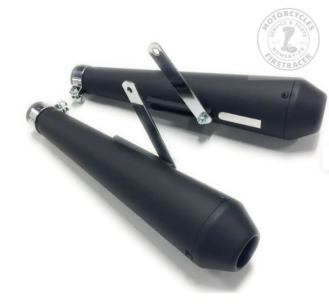 Silencieux Noirs ou Chromes Megaton pour Royal Enfield 650 Twins Firstracer
