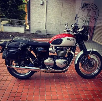 Supports de sacoches noir satiné Poderosa – Triumph Bonneville T100 (à partir de 2016) – Gauche + Droite Firstracer