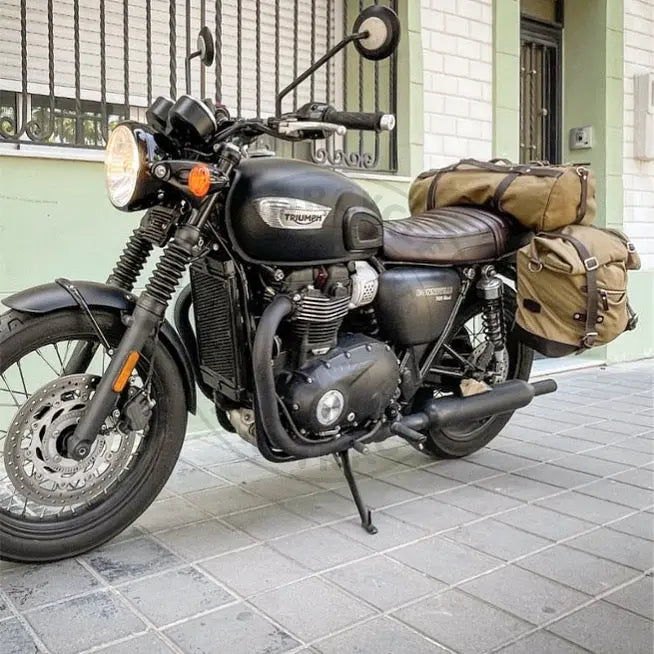 Supports de sacoches noir satiné Poderosa – Triumph Bonneville T100 (à partir de 2016) – Gauche + Droite Firstracer