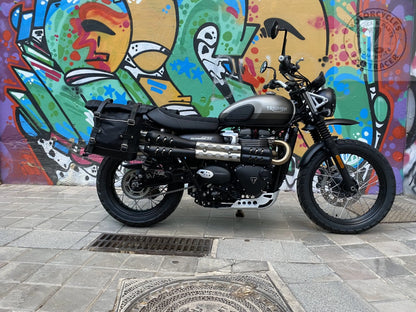 Supports de sacoches noir satiné Poderosa – Triumph Street Scrambler 900 / Scrambler 900 (gauche + droite) Firstracer