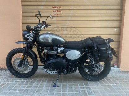 Supports de sacoches noir satiné Poderosa – Triumph Street Scrambler 900 / Scrambler 900 (gauche + droite) Firstracer