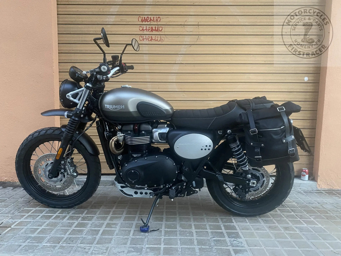 Supports de sacoches noir satiné Poderosa – Triumph Street Scrambler 900 / Scrambler 900 (gauche + droite) Firstracer