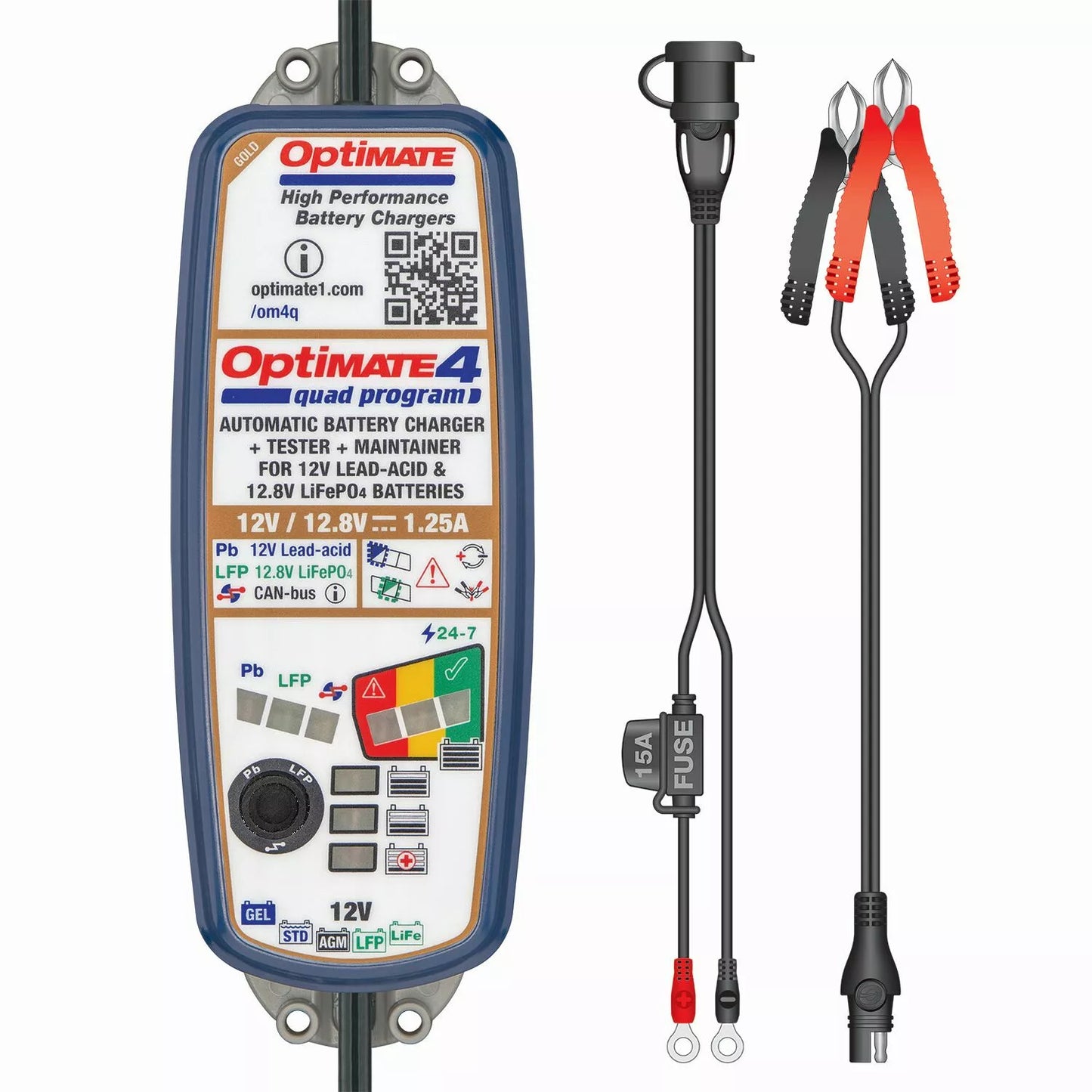 Chargeur de batterie OptiMate 4 Quad Program toutes batteries