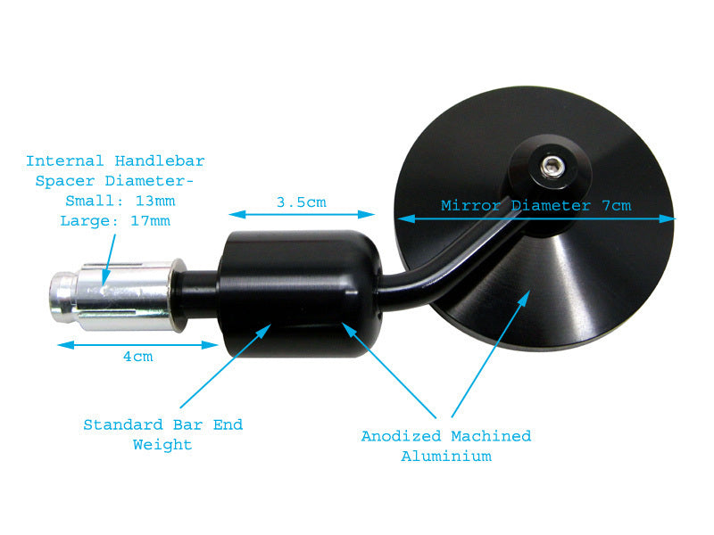 Rétroviseurs bouts de guidon anodisés noirs