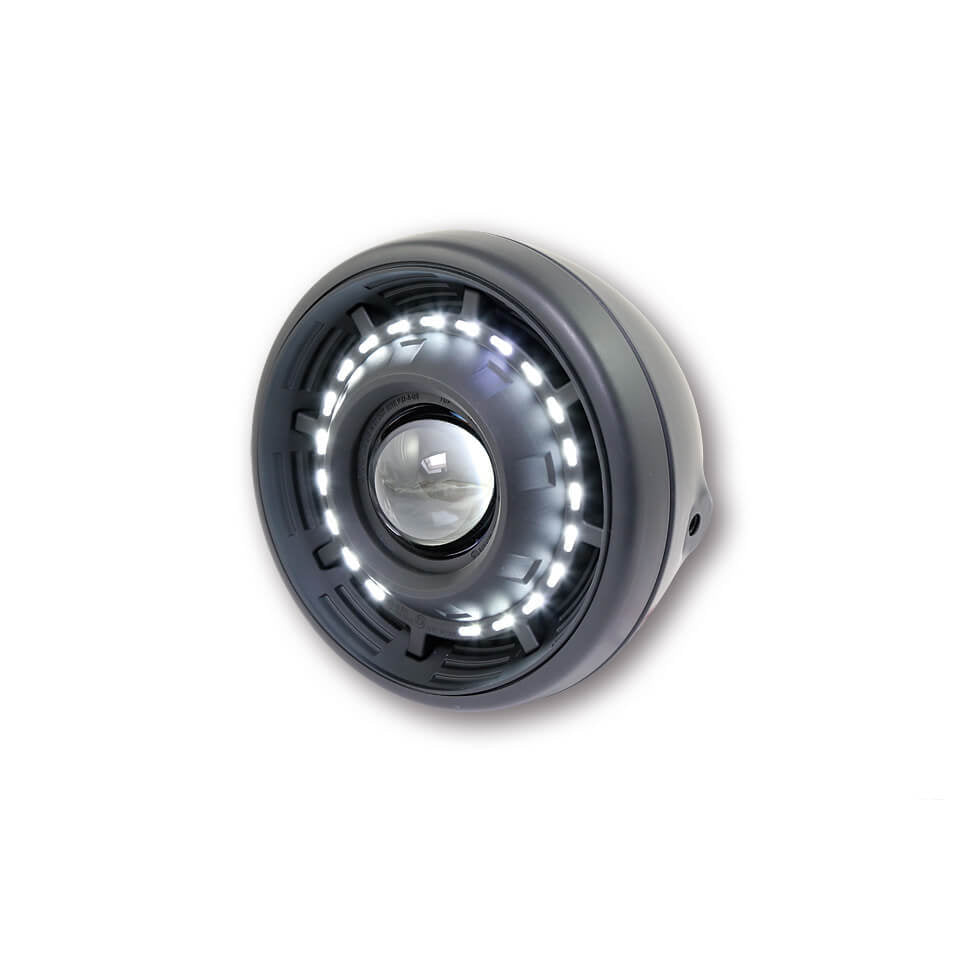 Phare à LED Shin Yo Cyclops noir mat 190mm pour Interceptor / 650 Continental GT